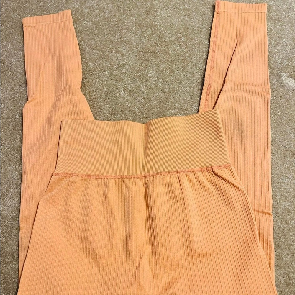 Orange Ribbed Leggings - Picture 2 of 2